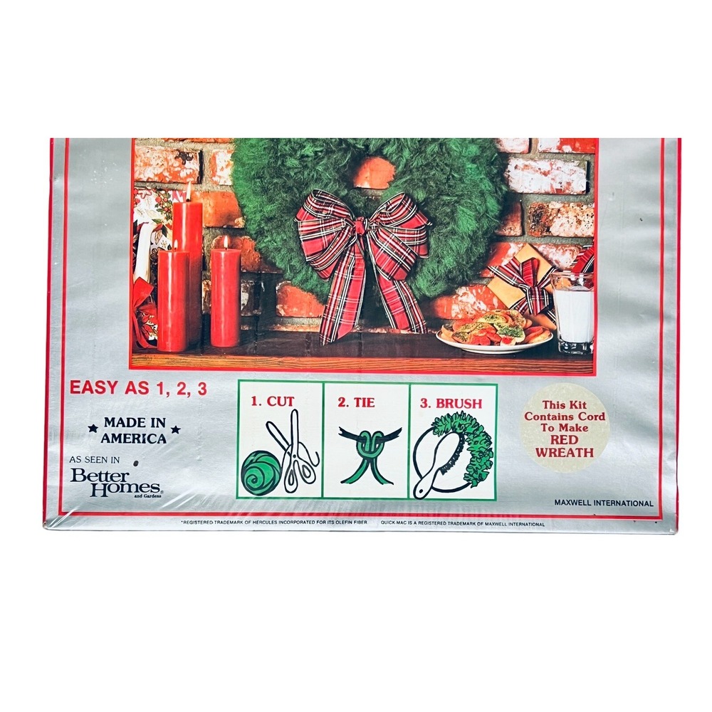 2 Vintage Better Homes Maxwell Quick-Mac Green Christmas Wreath Kit - White, Red - Picture 7 of 10